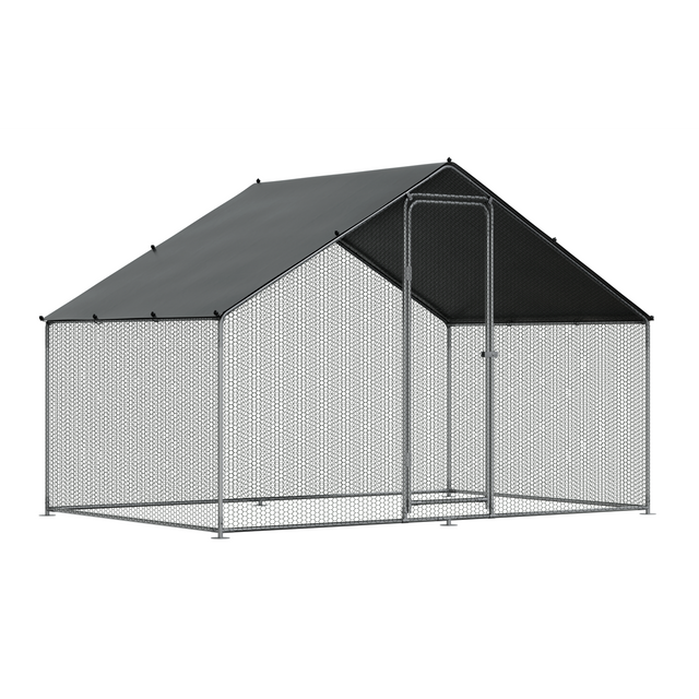 Dellonda DG278 Walk-In Galvanized Steel Chicken Run with Roof Cover & PVC Coated Chicken Wire