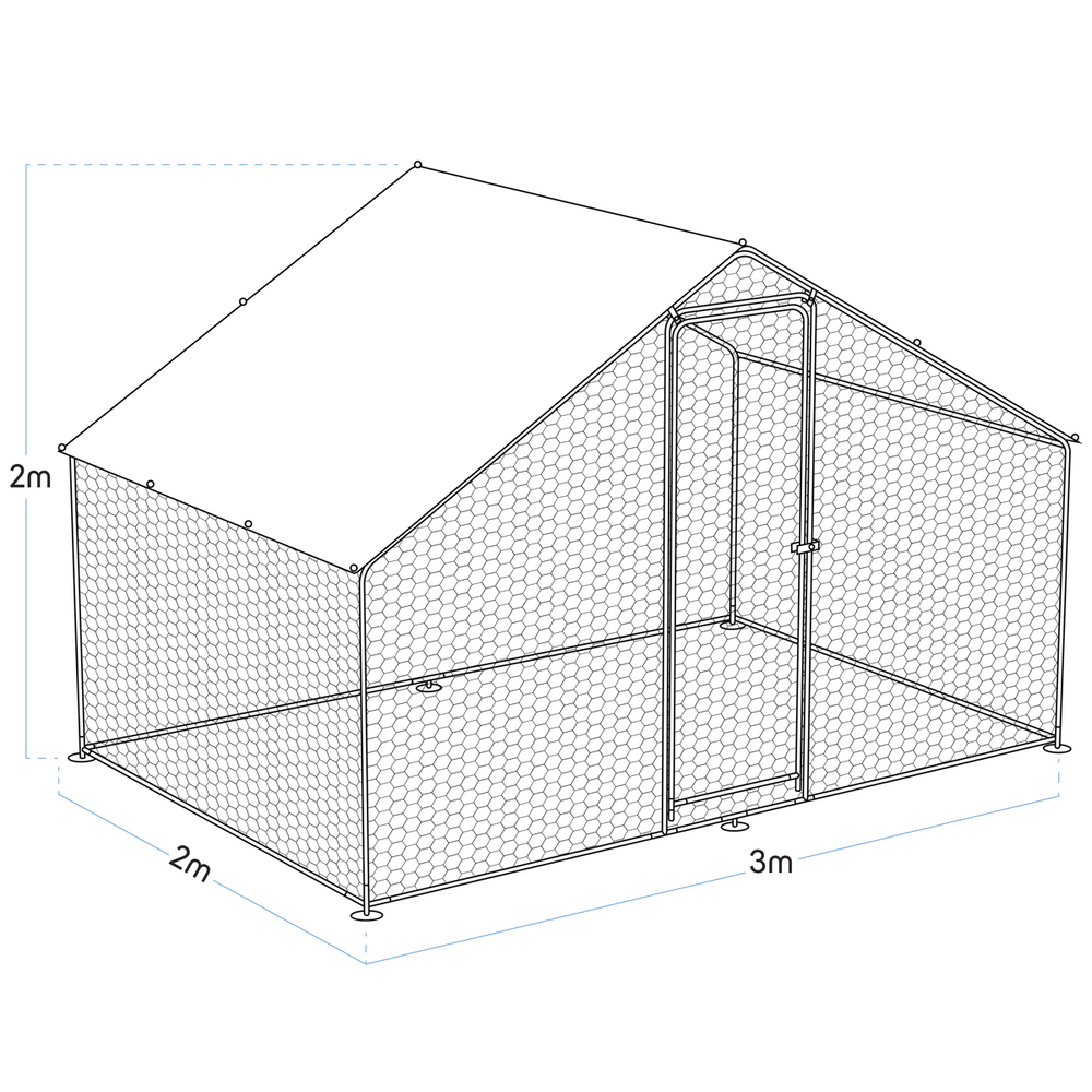 Dellonda DG278 Walk-In Galvanized Steel Chicken Run with Roof Cover & PVC Coated Chicken Wire - additional view 4