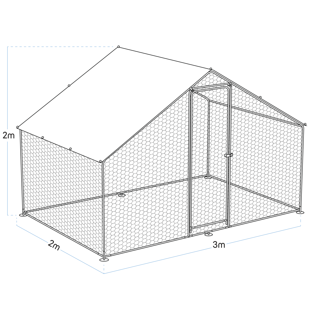 Dellonda DG278 Walk-In Galvanized Steel Chicken Run with Roof Cover & PVC Coated Chicken Wire - additional view 4