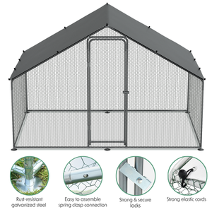 Dellonda DG278 Walk-In Galvanized Steel Chicken Run with Roof Cover & PVC Coated Chicken Wire - additional view 3