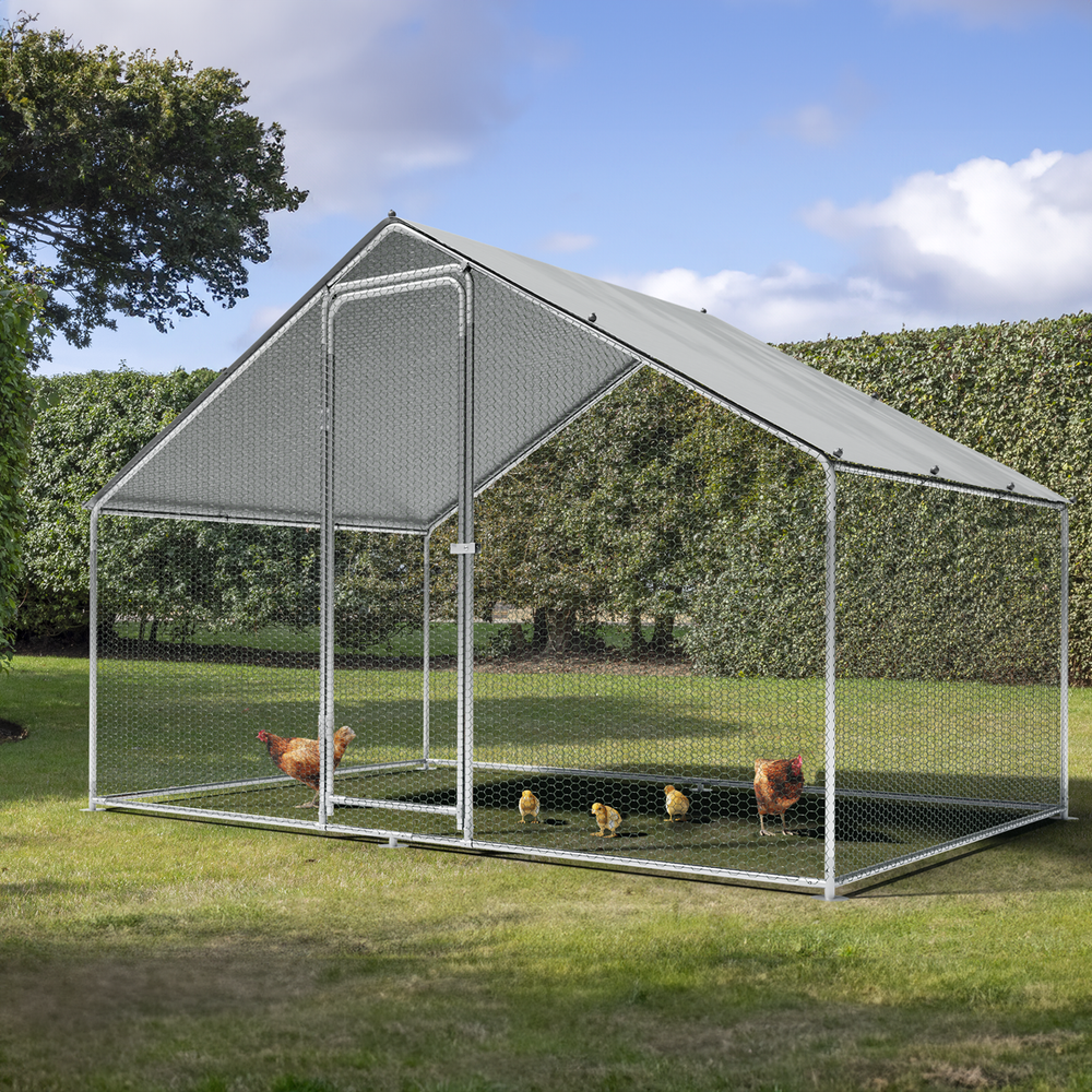 Dellonda DG278 Walk-In Galvanized Steel Chicken Run with Roof Cover & PVC Coated Chicken Wire - additional view 2