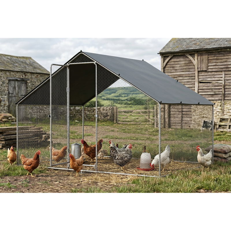 Dellonda DG278 Walk-In Galvanized Steel Chicken Run with Roof Cover & PVC Coated Chicken Wire - additional view 11