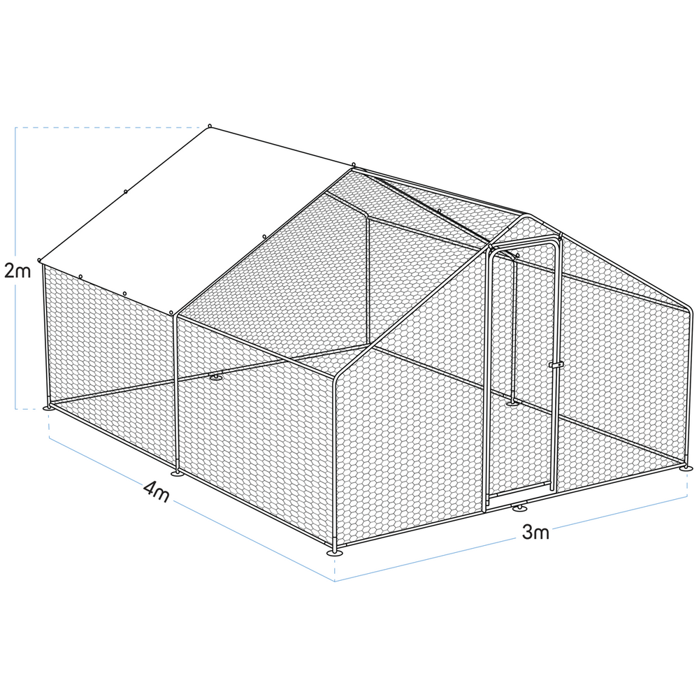 Dellonda DG279 Walk-In Galvanized Steel Chicken Run with Roof Cover & PVC Coated Chicken Wire - additional view 4