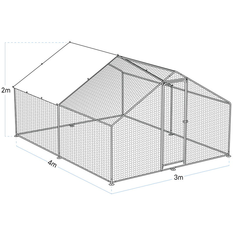 Dellonda DG279 Walk-In Galvanized Steel Chicken Run with Roof Cover & PVC Coated Chicken Wire - additional view 4