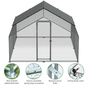 Dellonda DG279 Walk-In Galvanized Steel Chicken Run with Roof Cover & PVC Coated Chicken Wire - additional view 3