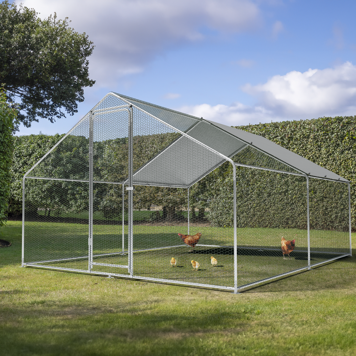 Dellonda DG279 Walk-In Galvanized Steel Chicken Run with Roof Cover & PVC Coated Chicken Wire - additional view 2