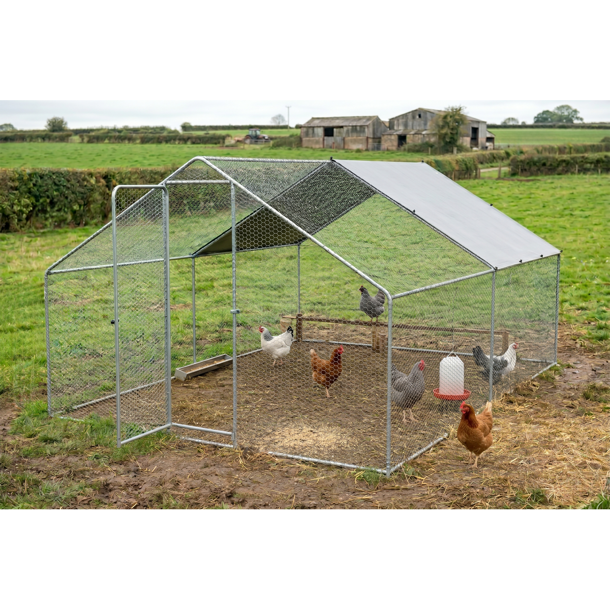 Dellonda DG279 Walk-In Galvanized Steel Chicken Run with Roof Cover & PVC Coated Chicken Wire - additional view 11