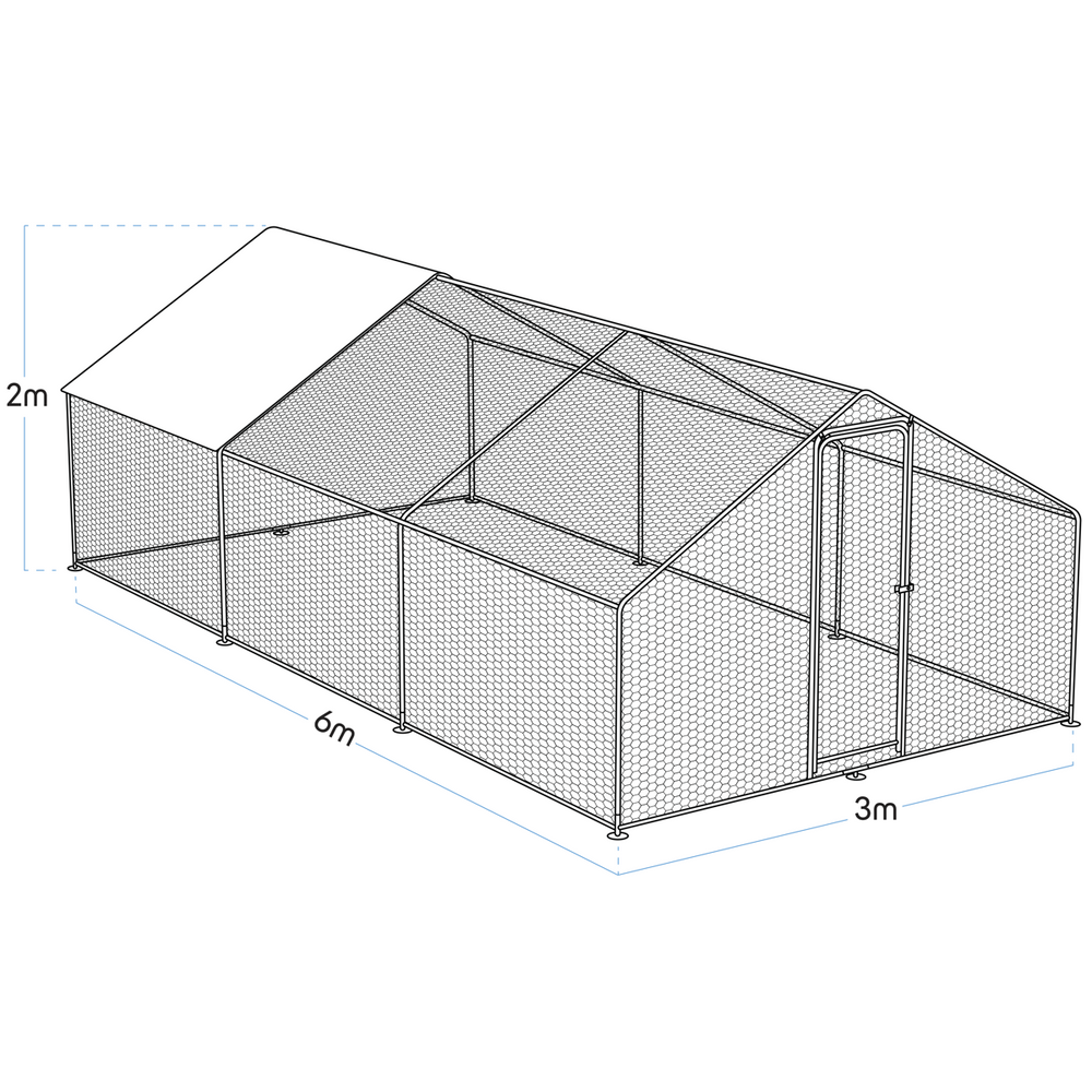 Dellonda DG280 Walk-In Galvanized Steel Chicken Run with Roof Cover & PVC Coated Chicken Wire - additional view 2