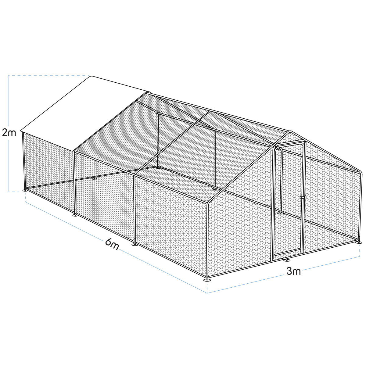 Dellonda DG280 Walk-In Galvanized Steel Chicken Run with Roof Cover & PVC Coated Chicken Wire - additional view 2