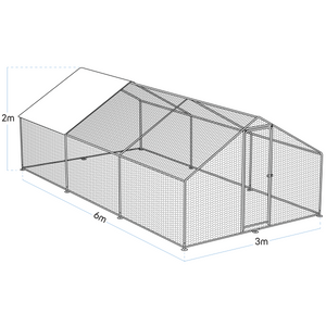 Dellonda DG280 Walk-In Galvanized Steel Chicken Run with Roof Cover & PVC Coated Chicken Wire - additional view 2