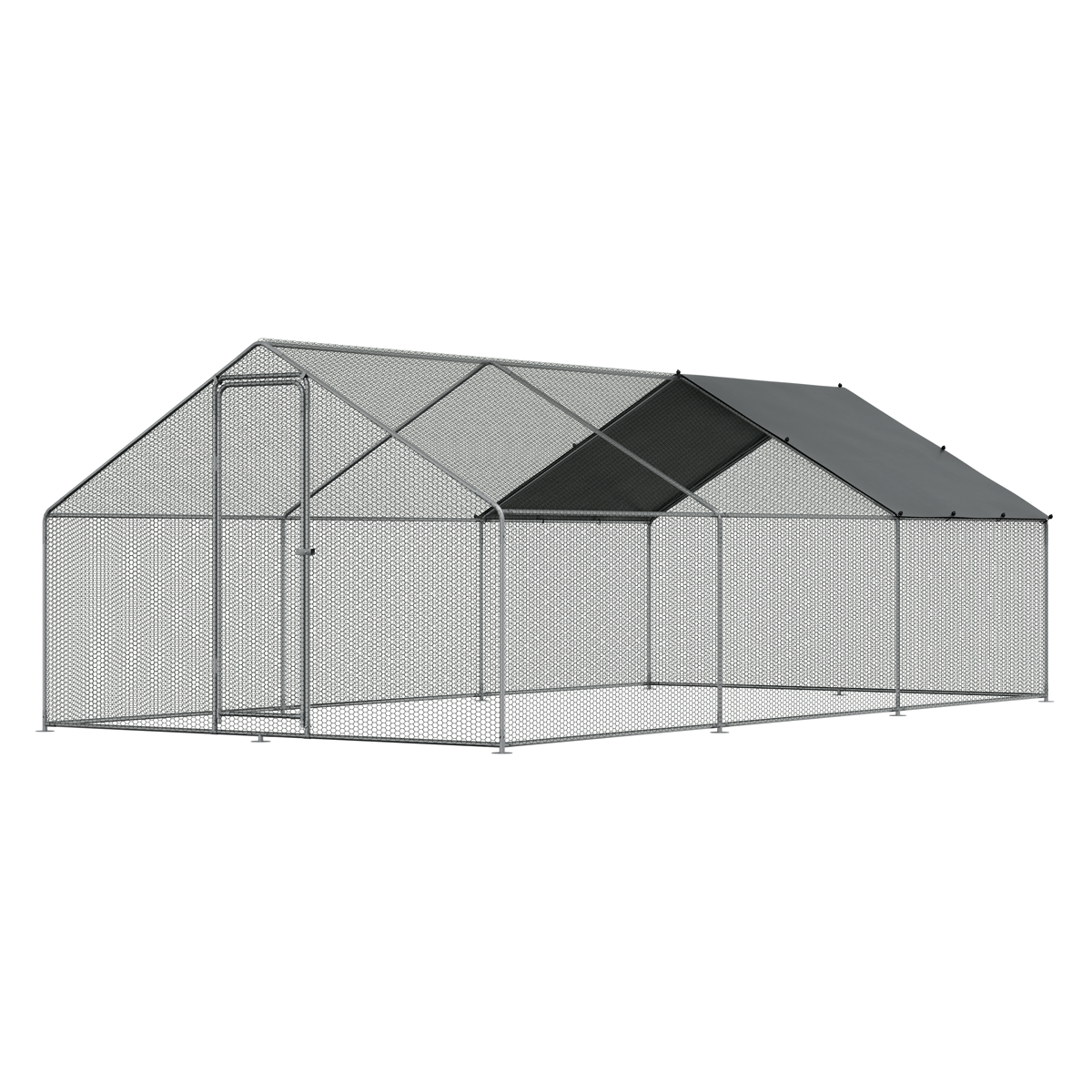 Dellonda DG280 Walk-In Galvanized Steel Chicken Run with Roof Cover & PVC Coated Chicken Wire - additional view 8
