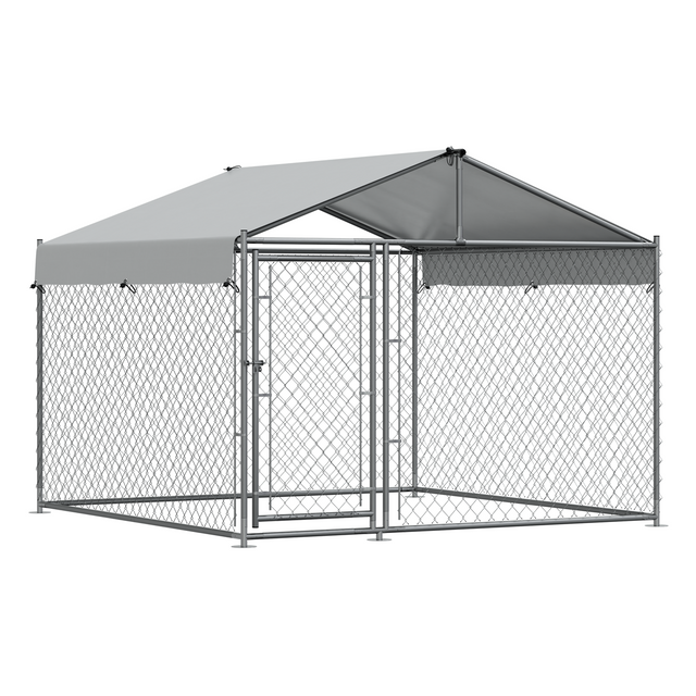 Dellonda DG281 Galvanized Steel Dog Kennel with Roof Cover & Chain Link Fencing