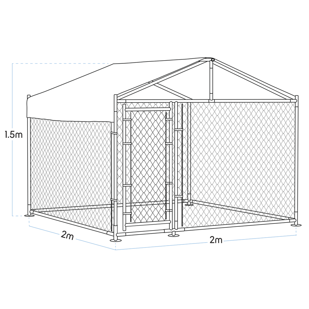Dellonda DG281 Galvanized Steel Dog Kennel with Roof Cover & Chain Link Fencing - additional view 4