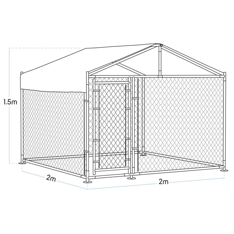 Dellonda DG281 Galvanized Steel Dog Kennel with Roof Cover & Chain Link Fencing - additional view 4