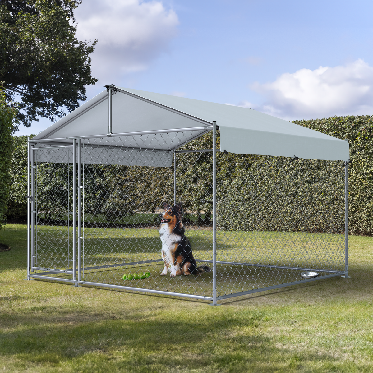Dellonda DG281 Galvanized Steel Dog Kennel with Roof Cover & Chain Link Fencing - additional view 3