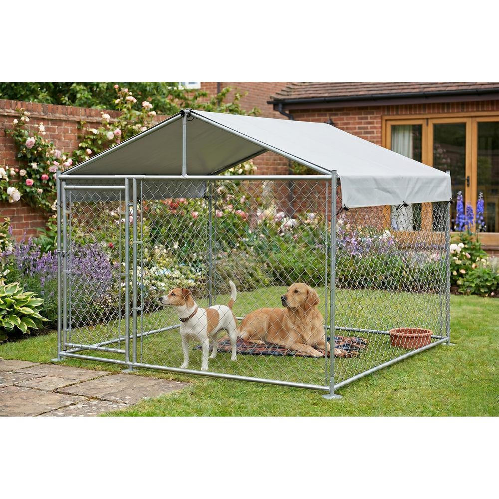 Dellonda DG281 Galvanized Steel Dog Kennel with Roof Cover & Chain Link Fencing - additional view 15