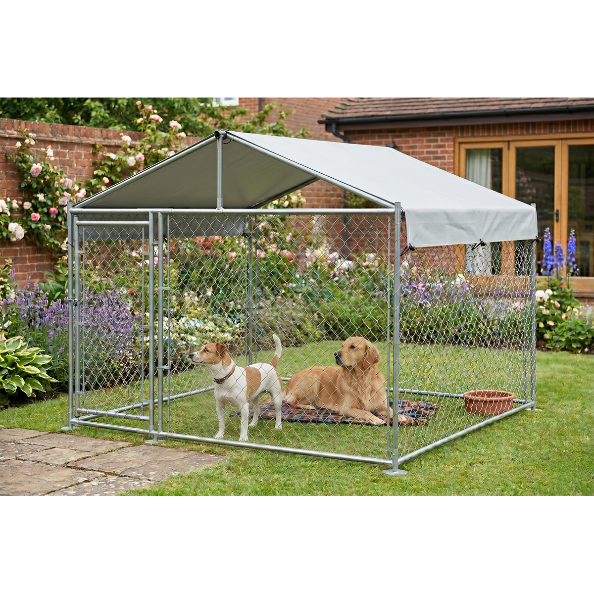 Dellonda DG281 Galvanized Steel Dog Kennel with Roof Cover & Chain Link Fencing - additional view 15