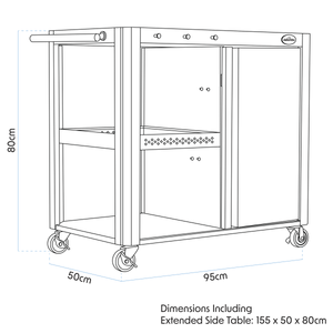 Dellonda DG282 BBQ/Plancha Workstation Trolley with Cupboard, Extension Table & Utensil Hooks, Black - additional view 17