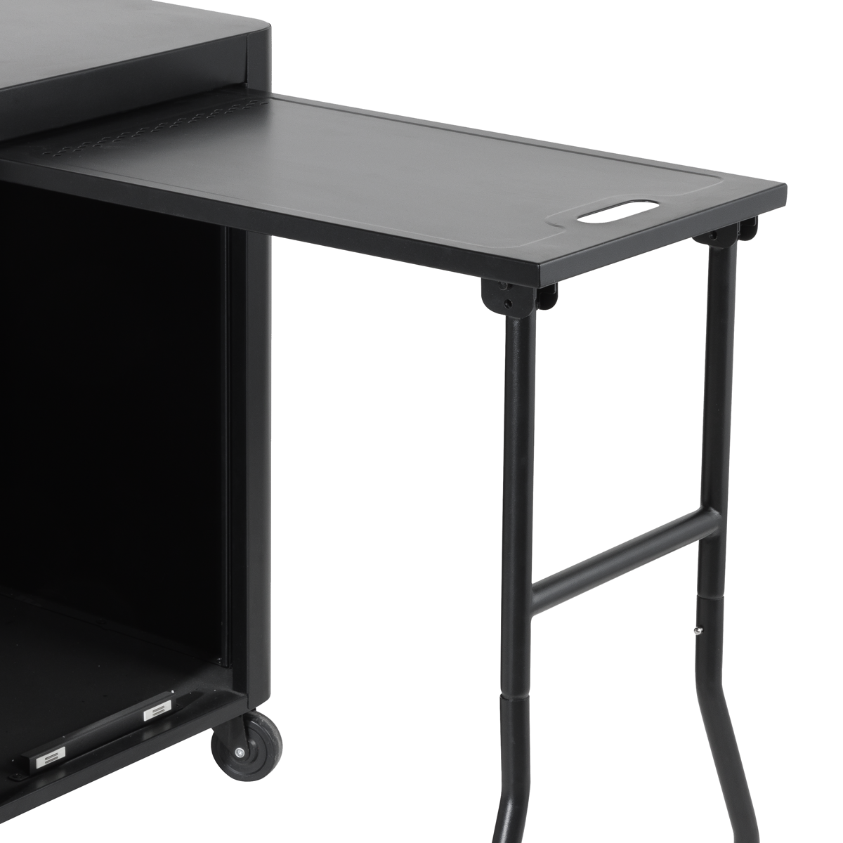 Dellonda DG282 BBQ/Plancha Workstation Trolley with Cupboard, Extension Table & Utensil Hooks, Black - additional view 6