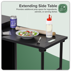 Dellonda DG282 BBQ/Plancha Workstation Trolley with Cupboard, Extension Table & Utensil Hooks, Black - additional view 11