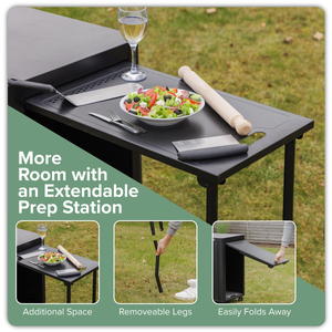 Dellonda DG282 BBQ/Plancha Workstation Trolley with Cupboard, Extension Table & Utensil Hooks, Black - additional view 9