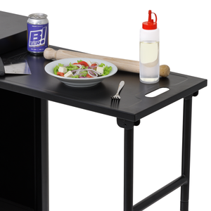 Dellonda DG282 BBQ/Plancha Workstation Trolley with Cupboard, Extension Table & Utensil Hooks, Black - additional view 10
