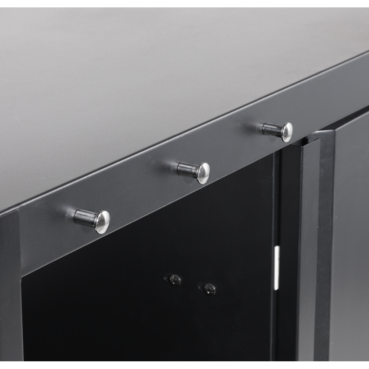 Dellonda DG282 BBQ/Plancha Workstation Trolley with Cupboard, Extension Table & Utensil Hooks, Black - additional view 7