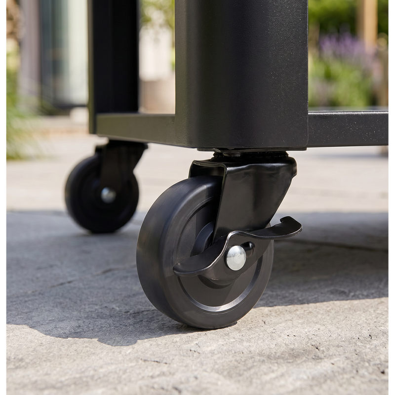 Dellonda DG282 BBQ/Plancha Workstation Trolley with Cupboard, Extension Table & Utensil Hooks, Black - additional view 20