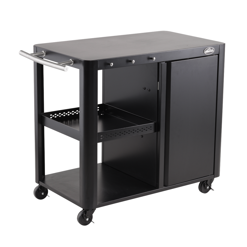 Dellonda DG282 BBQ/Plancha Workstation Trolley with Cupboard, Extension Table & Utensil Hooks, Black - additional view 4