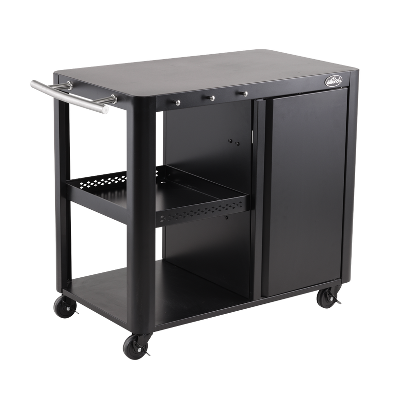 Dellonda DG282 BBQ/Plancha Workstation Trolley with Cupboard, Extension Table & Utensil Hooks, Black - additional view 4