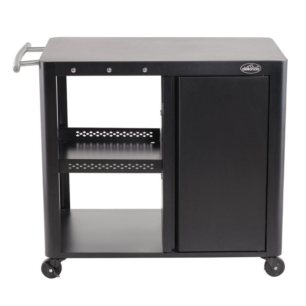 Dellonda DG282 BBQ/Plancha Workstation Trolley with Cupboard, Extension Table & Utensil Hooks, Black - additional view 5