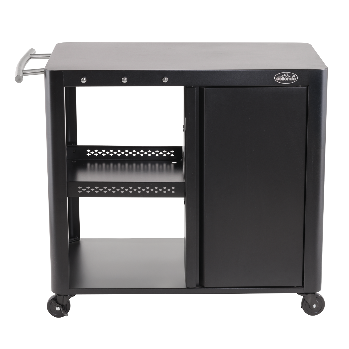 Dellonda DG282 BBQ/Plancha Workstation Trolley with Cupboard, Extension Table & Utensil Hooks, Black - additional view 5