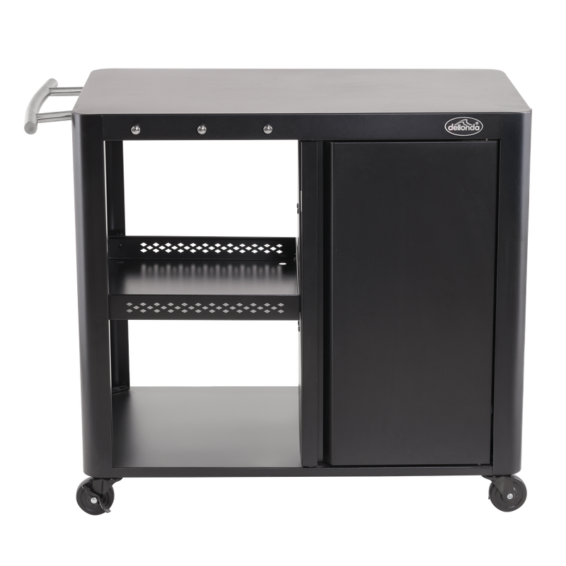 Dellonda DG282 BBQ/Plancha Workstation Trolley with Cupboard, Extension Table & Utensil Hooks, Black - additional view 5
