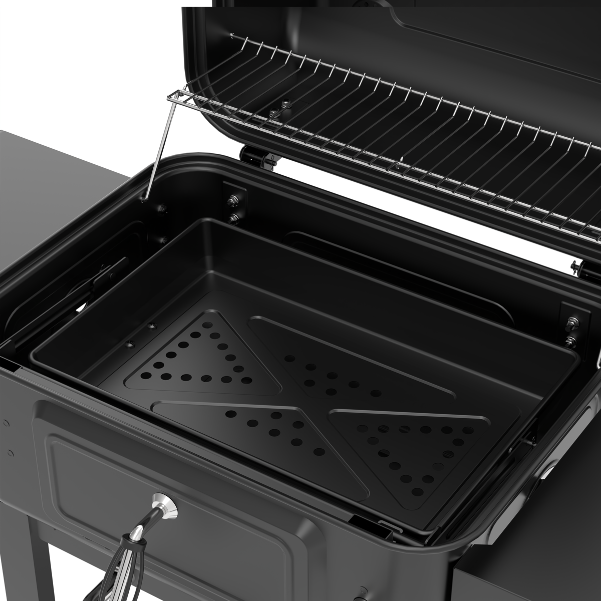 Dellonda DG283 Charcoal Grill BBQ Smoker & Trolley with 2 Side Shelves - Black - additional view 11