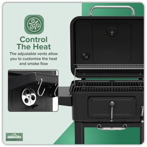 Dellonda DG283 Charcoal Grill BBQ Smoker & Trolley with 2 Side Shelves - Black - additional view 21