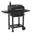 Dellonda DG283 Charcoal Grill BBQ Smoker & Trolley with 2 Side Shelves - Black