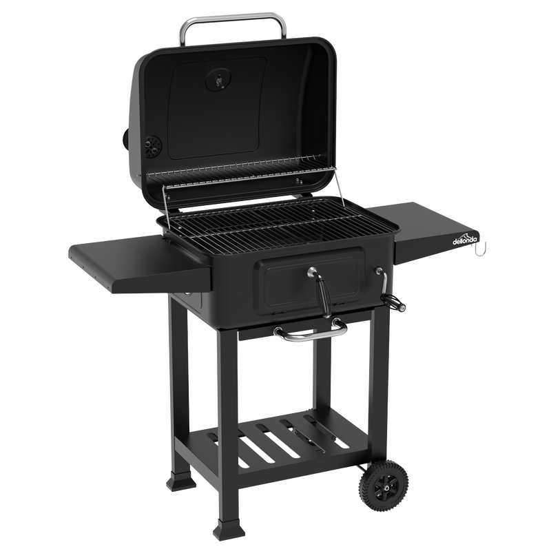 Dellonda DG283 Charcoal Grill BBQ Smoker & Trolley with 2 Side Shelves - Black - additional view 3