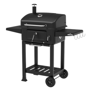 Dellonda DG283 Charcoal Grill BBQ Smoker & Trolley with 2 Side Shelves - Black - additional view 2