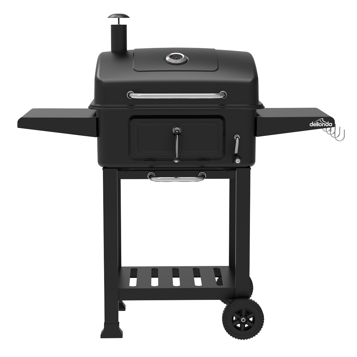 Dellonda DG283 Charcoal Grill BBQ Smoker & Trolley with 2 Side Shelves - Black - additional view 5