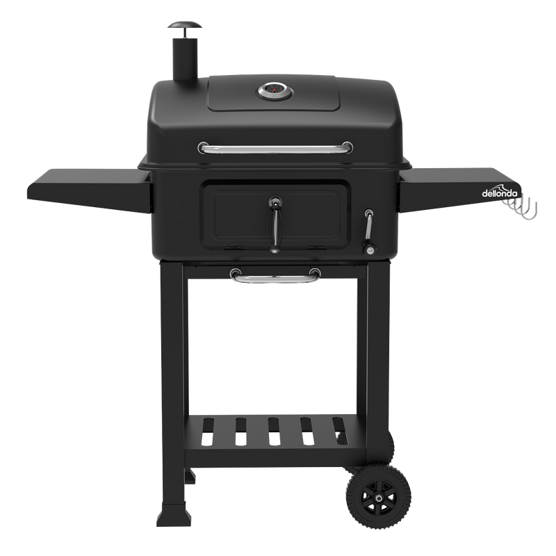 Dellonda DG283 Charcoal Grill BBQ Smoker & Trolley with 2 Side Shelves - Black - additional view 5