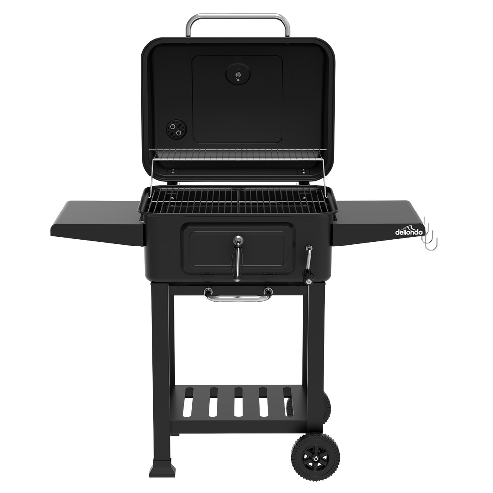 Dellonda DG283 Charcoal Grill BBQ Smoker & Trolley with 2 Side Shelves - Black - additional view 6