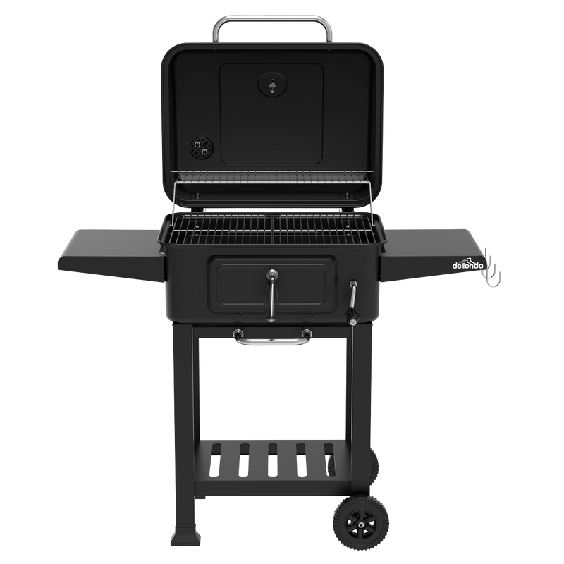Dellonda DG283 Charcoal Grill BBQ Smoker & Trolley with 2 Side Shelves - Black - additional view 6