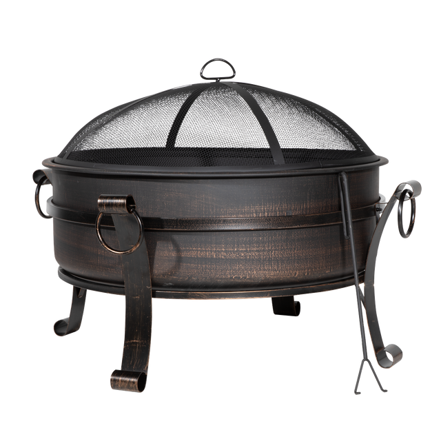 Dellonda DG42 76cm Deluxe 2-in-1 Outdoor Fire Pit & Coffee Table Antique Bronze Effect