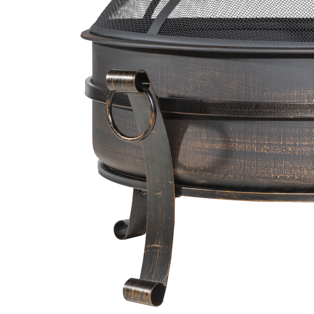 Dellonda DG42 76cm Deluxe 2-in-1 Outdoor Fire Pit & Coffee Table Antique Bronze Effect - additional view 4