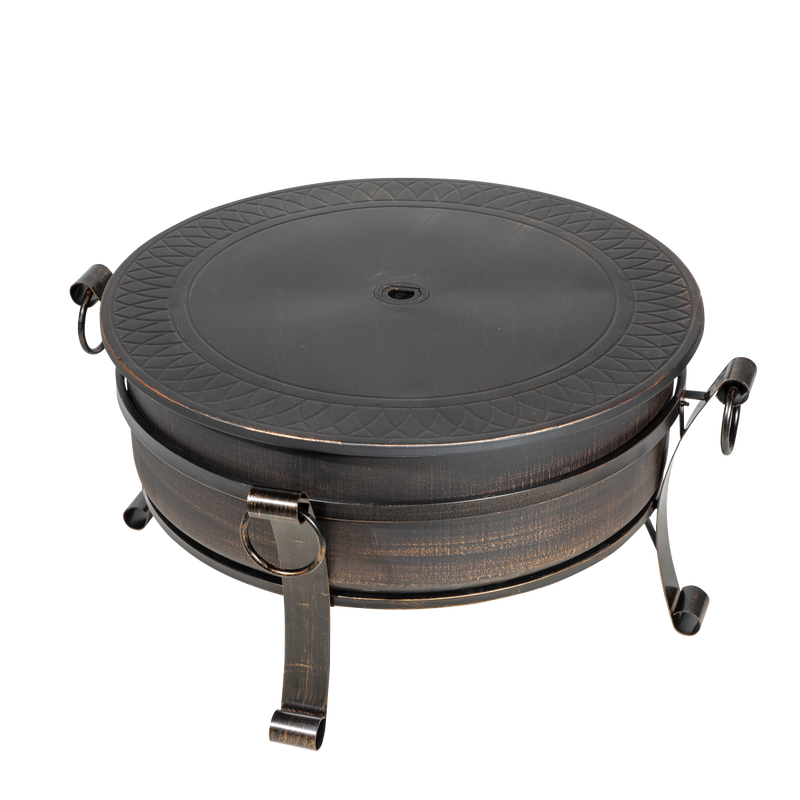 Dellonda DG42 76cm Deluxe 2-in-1 Outdoor Fire Pit & Coffee Table Antique Bronze Effect - additional view 5