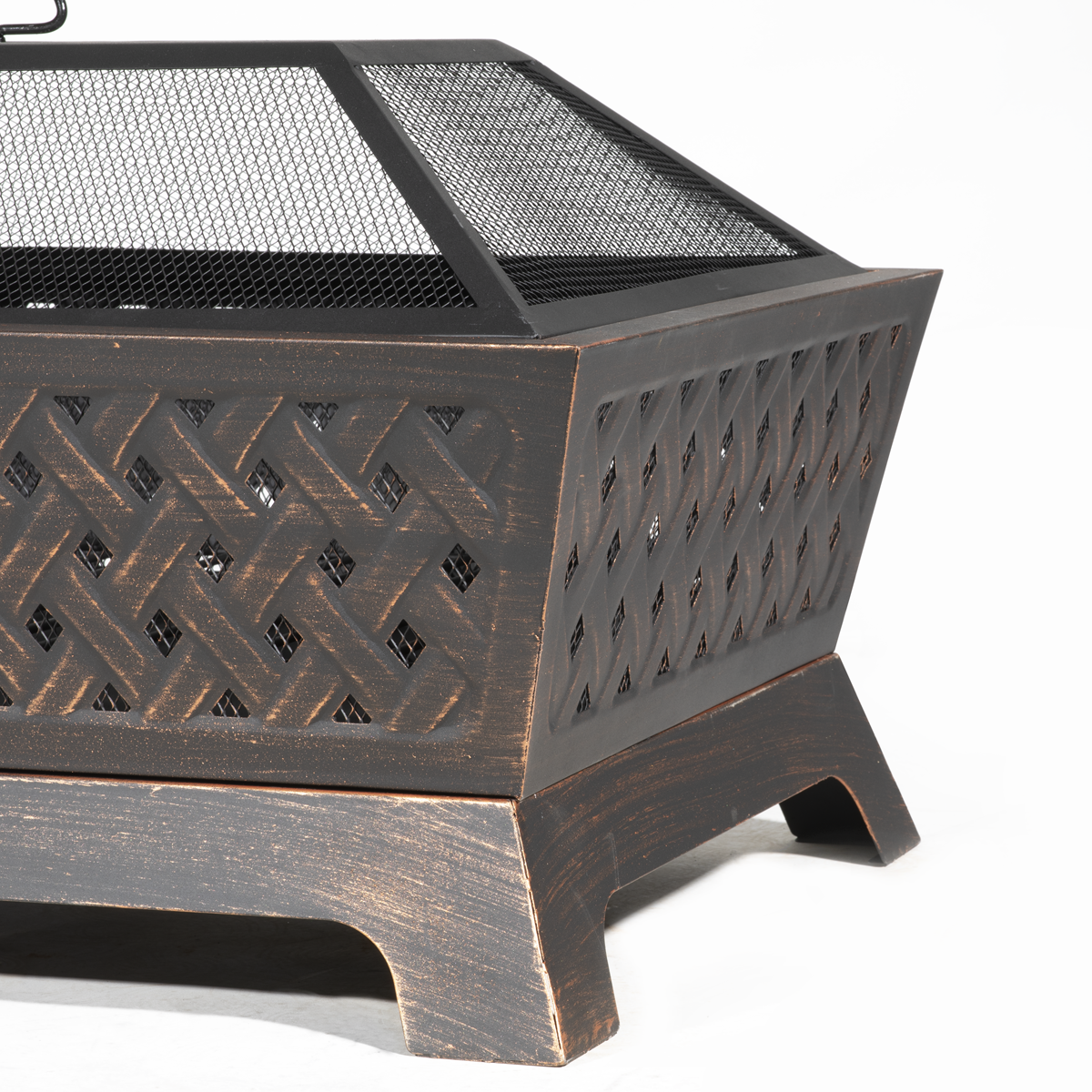 Dellonda DG44 89cm Rectangular Outdoor Fire Pit, Antique Bronze Effect - additional view 6