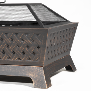 Dellonda DG44 89cm Rectangular Outdoor Fire Pit, Antique Bronze Effect - additional view 6