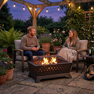 Dellonda DG44 89cm Rectangular Outdoor Fire Pit, Antique Bronze Effect - additional view 9