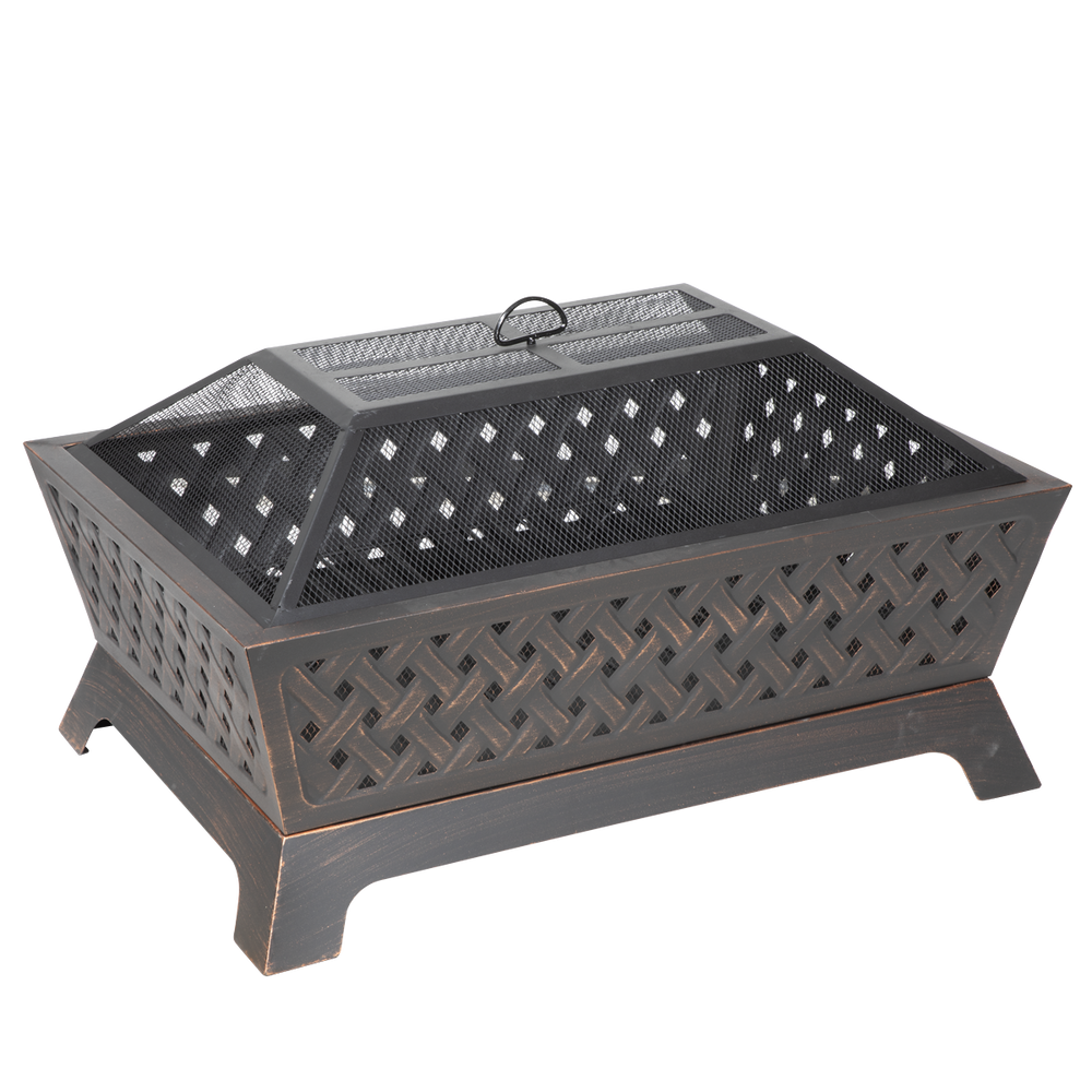 Dellonda DG44 89cm Rectangular Outdoor Fire Pit, Antique Bronze Effect - additional view 5