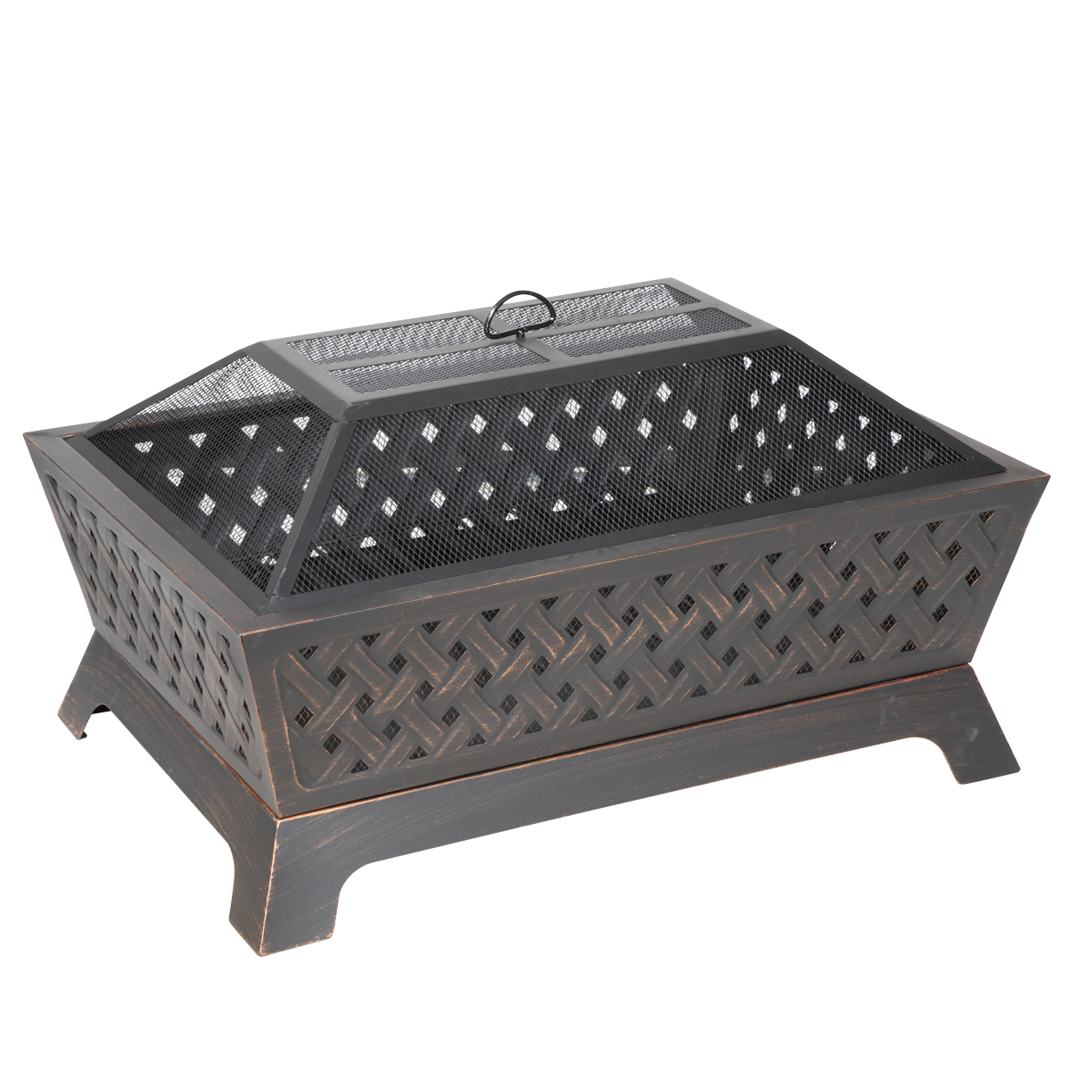 Dellonda DG44 89cm Rectangular Outdoor Fire Pit, Antique Bronze Effect - additional view 5